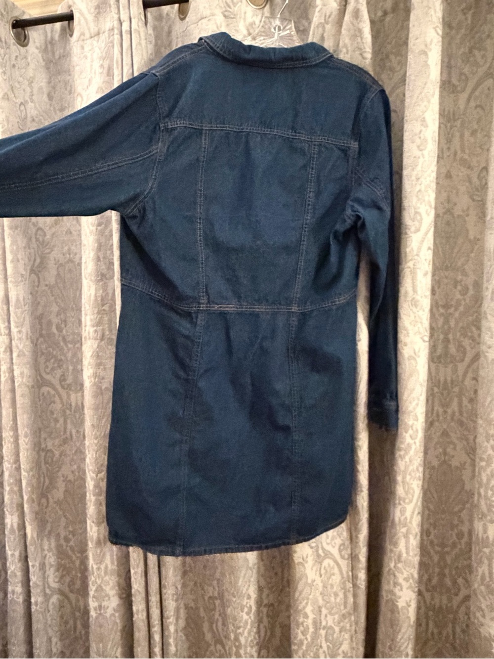 Frye womens XL Button-Front Denim jean dress long sleeve worn once CUTE! Cowgirl - Picture 8 of 11